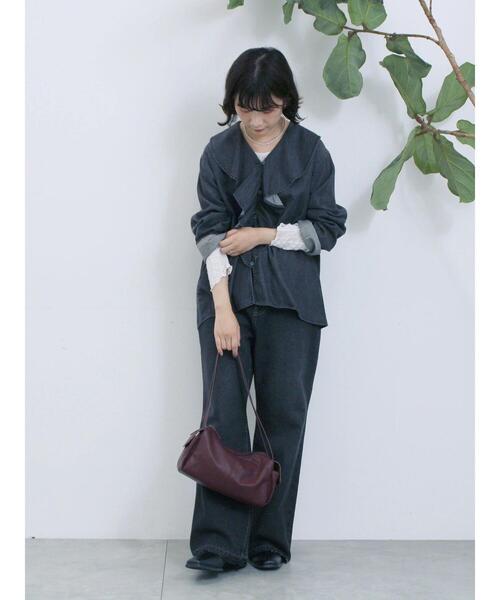 Samansa Mos2 blue（サマンサモスモスブルー）の「【ECO DENIM 】フリルブラウス（シャツ/ブラウス・レディース・ブルー/チャコールグレー/ネイビー・F）」の11枚目の写真