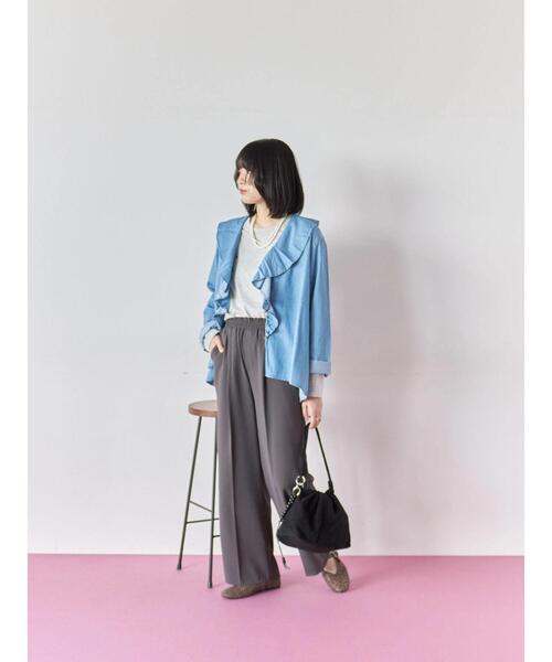 Samansa Mos2 blue（サマンサモスモスブルー）の「【ECO DENIM 】フリルブラウス（シャツ/ブラウス・レディース・ブルー/チャコールグレー/ネイビー・F）」の20枚目の写真