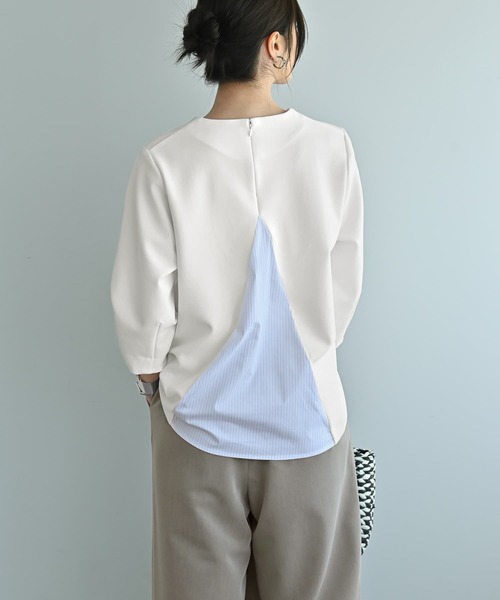 STYLE DELI(スタイルデリ)の「【Kana Oyama×BLK001】バックシャツ生地トップス/DELI size(Tシャツ/カットソー・レディース・ホワイト/ブラック・FREE)」の1枚目の写真