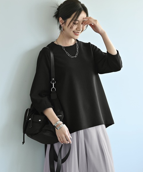 STYLE DELI(スタイルデリ)の「【Kana Oyama×BLK001】バックシャツ生地トップス/DELI size(Tシャツ/カットソー・レディース・ホワイト/ブラック・FREE)」の2枚目の写真