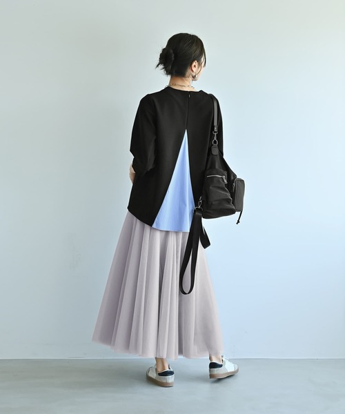 STYLE DELI(スタイルデリ)の「【Kana Oyama×BLK001】バックシャツ生地トップス/DELI size(Tシャツ/カットソー・レディース・ホワイト/ブラック・FREE)」の15枚目の写真