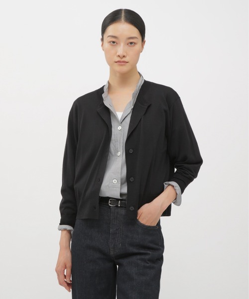 MARGARET HOWELL（マーガレットハウエル）の「WASHABLE WOOL（カーディガン/ボレロ・レディース・ブラック/ワインレッド・2）」の2枚目の写真