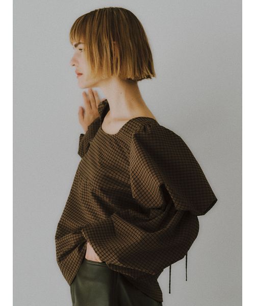 styling/（スタイリング）の「パフスリーブ2WAYブラウス（シャツ/ブラウス・レディース・ブラック/ホワイト/チェック・F）」の11枚目の写真