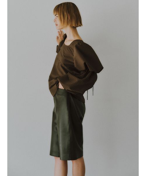 styling/（スタイリング）の「パフスリーブ2WAYブラウス（シャツ/ブラウス・レディース・ブラック/ホワイト/チェック・F）」の5枚目の写真