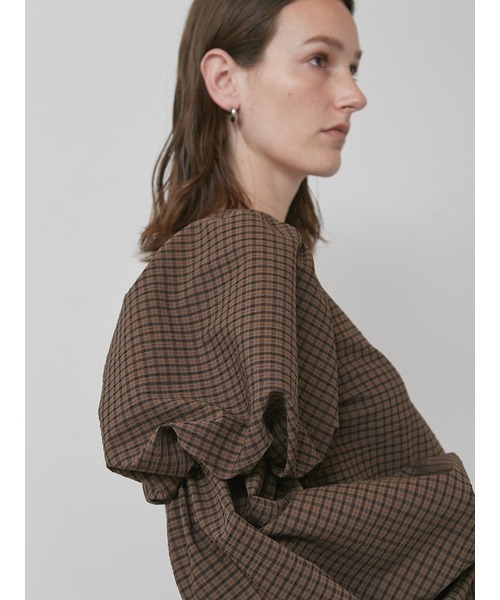 styling/（スタイリング）の「パフスリーブ2WAYブラウス（シャツ/ブラウス・レディース・ブラック/ホワイト/チェック・F）」の6枚目の写真
