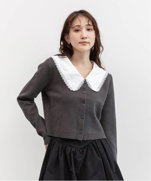 RANDA(ランダ)の「2WAY 襟付きニットカーディガン(カーディガン/ボレロ・レディース・ブラック/アイボリー/グレー・1/0)」の18枚目の写真