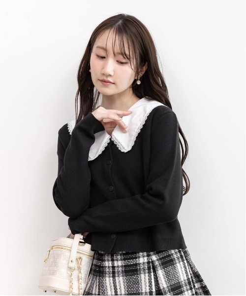 RANDA(ランダ)の「2WAY 襟付きニットカーディガン(カーディガン/ボレロ・レディース・ブラック/アイボリー/グレー・1/0)」の21枚目の写真