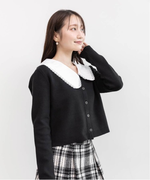RANDA(ランダ)の「2WAY 襟付きニットカーディガン(カーディガン/ボレロ・レディース・ブラック/アイボリー/グレー・1/0)」の22枚目の写真