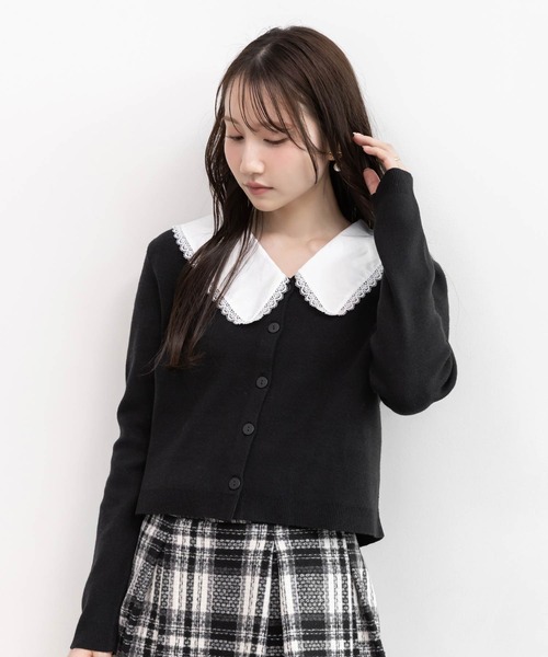 RANDA(ランダ)の「2WAY 襟付きニットカーディガン(カーディガン/ボレロ・レディース・ブラック/アイボリー/グレー・1/0)」の5枚目の写真