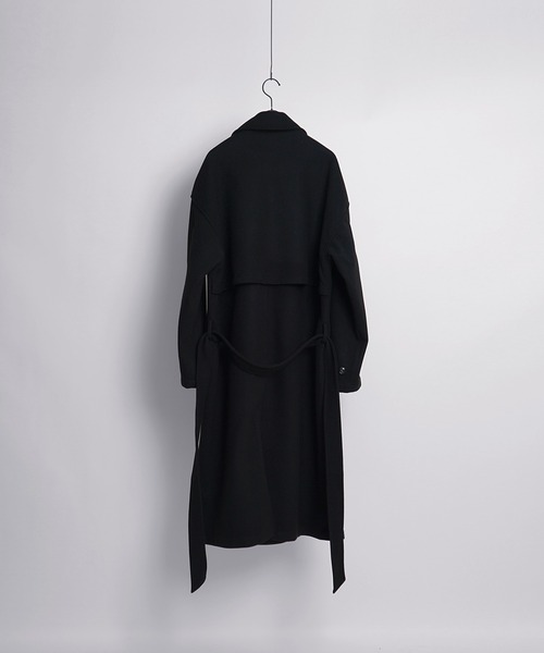 Confirm（コンファーム）の「AW オーバーサイズ ウールライク メルトン スタンドネック ロングトレンチコート【Confirm】（トレンチコート・メンズ・ブラック/ブラック系その他/チャコールグレー/ベージュ/グリーン・M/L）」の7枚目の写真