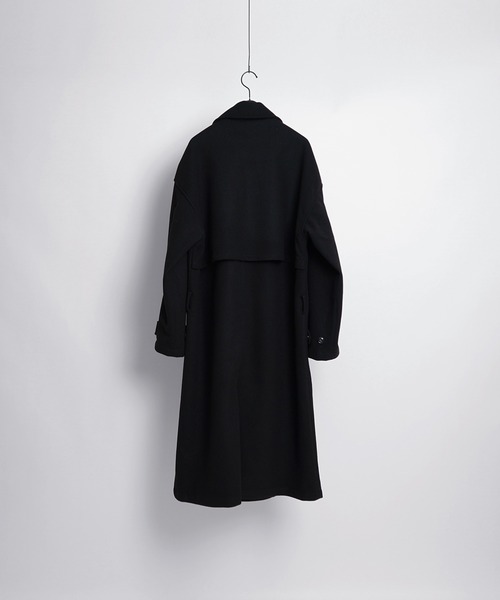 Confirm（コンファーム）の「AW オーバーサイズ ウールライク メルトン スタンドネック ロングトレンチコート【Confirm】（トレンチコート・メンズ・ブラック/ブラック系その他/チャコールグレー/ベージュ/グリーン・M/L）」の9枚目の写真