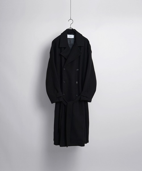 Confirm（コンファーム）の「AW オーバーサイズ ウールライク メルトン スタンドネック ロングトレンチコート【Confirm】（トレンチコート・メンズ・ブラック/ブラック系その他/チャコールグレー/ベージュ/グリーン・M/L）」の8枚目の写真