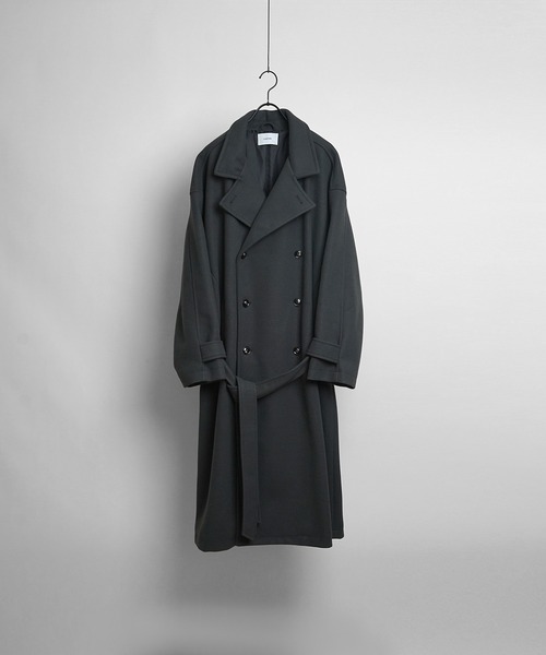 Confirm（コンファーム）の「AW オーバーサイズ ウールライク メルトン スタンドネック ロングトレンチコート【Confirm】（トレンチコート・メンズ・ブラック/ブラック系その他/チャコールグレー/ベージュ/グリーン・M/L）」の14枚目の写真