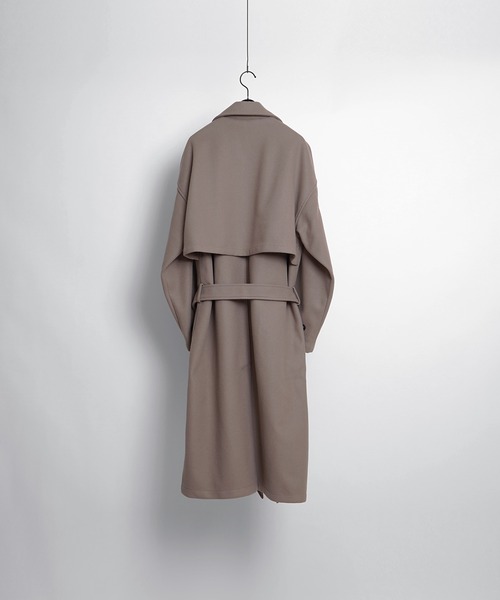 Confirm（コンファーム）の「AW オーバーサイズ ウールライク メルトン スタンドネック ロングトレンチコート【Confirm】（トレンチコート・メンズ・ブラック/ブラック系その他/チャコールグレー/ベージュ/グリーン・M/L）」の19枚目の写真