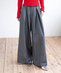 CLEAR BASIC | 【低身長対応／サイズ展開あり】タックデザインワイドパンツ[オフィスカジュアル 着回し抜群 大人](その他パンツ)