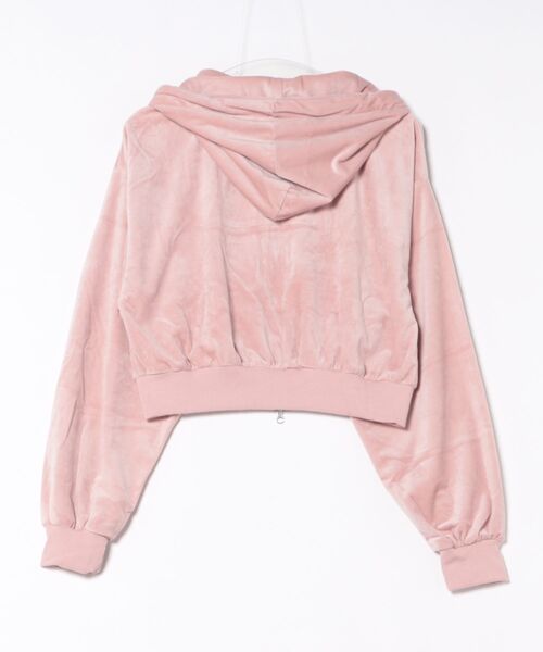 セール】《ベロア×ロゴ刺繍》レディース ジップパーカー フーディ