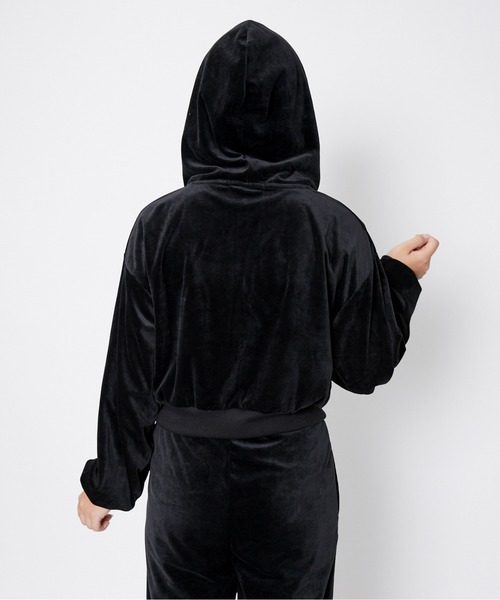 セール】《ベロア×ロゴ刺繍》レディース ジップパーカー フーディ