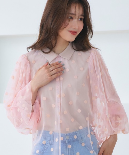 【新品】ピコネXSチュッチュシャツブラウスチュール限定完売品 華やぎチュール重ねシャツブラウス - ベルーナ【公式】