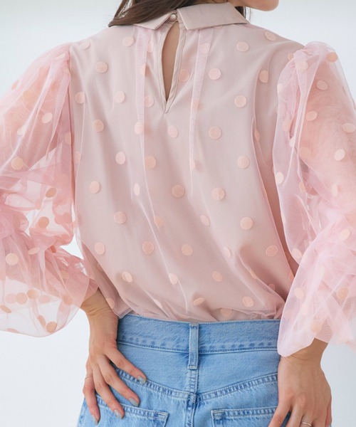 RUIRUE BOUTIQUE(ルイルエブティック)の「洗える ストレッチ | チュール ドット シャツカラー ブラウス | 長袖 トップス シャツ ブラウス(シャツ/ブラウス・レディース・ブラック/ピンク/グレー系1・S/M/L/LL)」の17枚目の写真