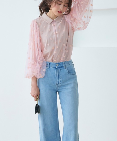 RUIRUE BOUTIQUE(ルイルエブティック)の「洗える ストレッチ | チュール ドット シャツカラー ブラウス | 長袖 トップス シャツ ブラウス(シャツ/ブラウス・レディース・ブラック/ピンク/グレー系1・S/M/L/LL)」の18枚目の写真