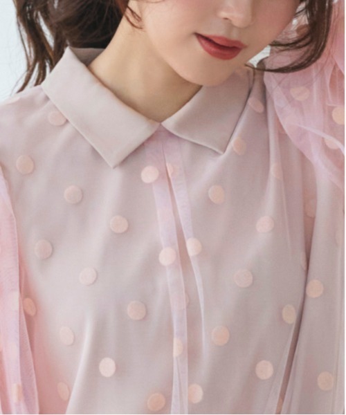 RUIRUE BOUTIQUE(ルイルエブティック)の「洗える ストレッチ | チュール ドット シャツカラー ブラウス | 長袖 トップス シャツ ブラウス(シャツ/ブラウス・レディース・ブラック/ピンク/グレー系1・S/M/L/LL)」の19枚目の写真