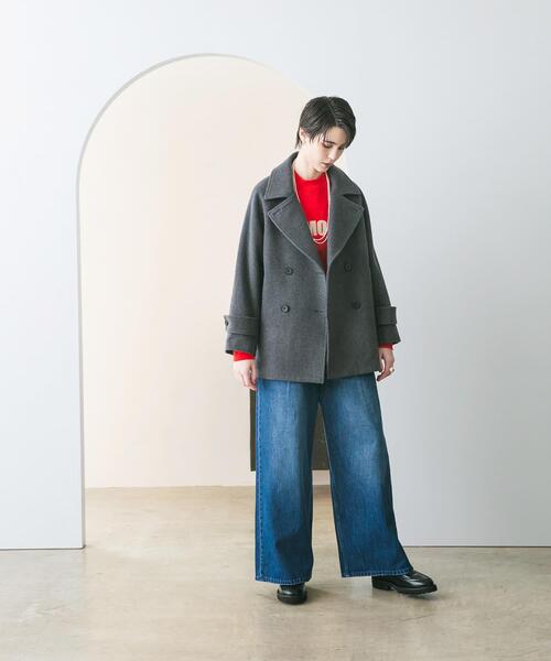 2024AW✨アーバンリサーチ　スーパー100メルトンPコート　ネイビー スーパー100メルトンPコート（ピーコート）｜URBAN RESEARCH（アーバン