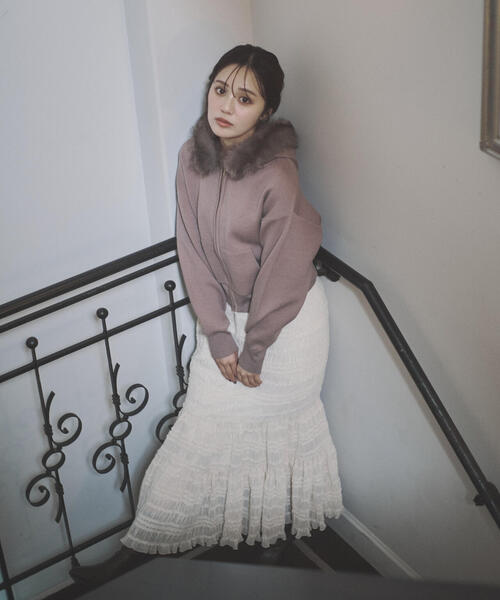 PROPORTION BODY DRESSING（プロポーションボディドレッシング）の「【青島心さん着用】シャーリング切り替えスカート / 1215220006（スカート・レディース・ホワイト系その他/ブラック・P/S/MEDIUM）」の4枚目の写真