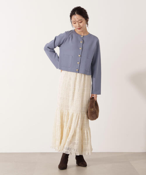 PROPORTION BODY DRESSING（プロポーションボディドレッシング）の「【青島心さん着用】シャーリング切り替えスカート / 1215220006（スカート・レディース・ホワイト系その他/ブラック・P/S/MEDIUM）」の8枚目の写真