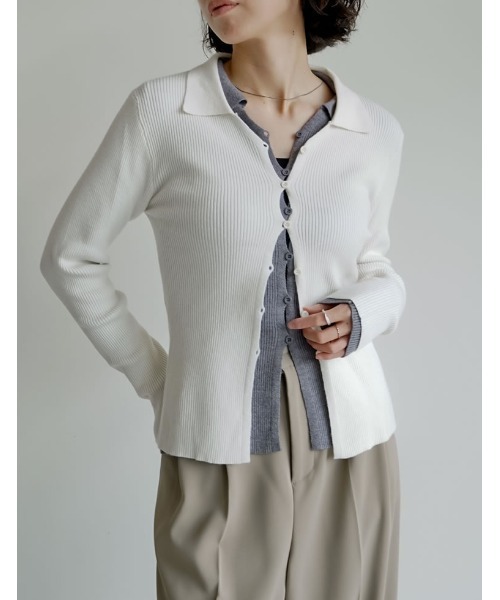 セール】[2025AW COLLECTION]ポロカラーニットトップス（ニット