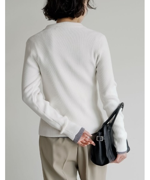 Re:EDIT（リエディ）の「[2025AW COLLECTION]ポロカラーニットトップス（ニット/セーター・レディース・ブラック/アイボリー/チャコールグレー/レッド・MEDIUM/LARGE）」の13枚目の写真