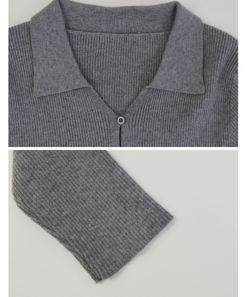 Re:EDIT（リエディ）の「[2025AW COLLECTION]ポロカラーニットトップス（ニット/セーター・レディース・ブラック/アイボリー/チャコールグレー/レッド・MEDIUM/LARGE）」の17枚目の写真