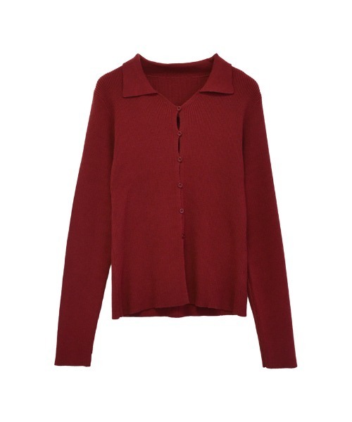 Re:EDIT（リエディ）の「[2025AW COLLECTION]ポロカラーニットトップス（ニット/セーター・レディース・ブラック/アイボリー/チャコールグレー/レッド・MEDIUM/LARGE）」の21枚目の写真