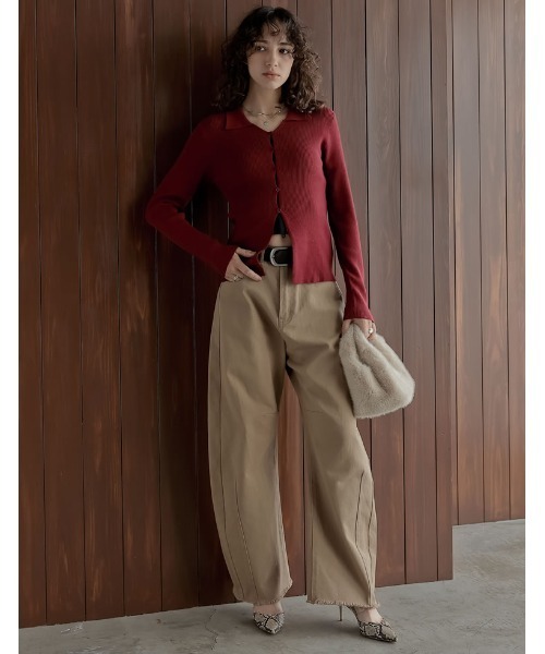 セール】[2025AW COLLECTION]ポロカラーニットトップス（ニット