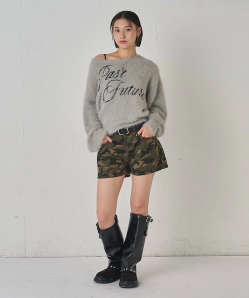 WHO'S WHO gallery（フーズフーギャラリー）の「シャギーロゴオフショルニット（ニット/セーター・レディース・ホワイト/ブラック/サックスブルー/グレー/ネイビー・FREE）」の21枚目の写真