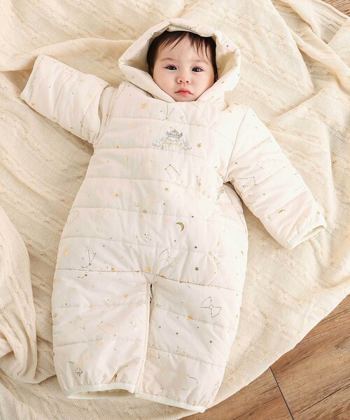 ペットアポルテ　petaportre　スモック刺繍　ワンピース セール】【お揃い】総柄胸刺しゅう裏フリースタフタバギーオールベビー