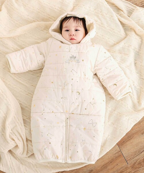 セール】【お揃い】総柄胸刺しゅう裏フリースタフタバギーオールベビー