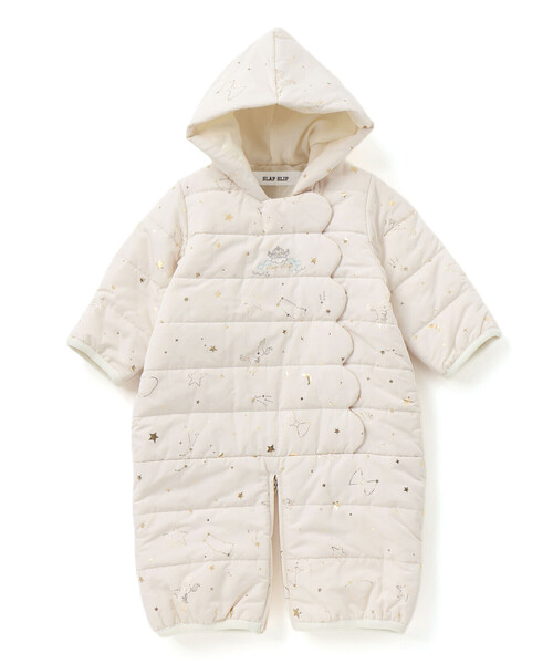 SLAP SLIP BABY（スラップスリップベビー）の「【お揃い】総柄胸刺しゅう裏フリースタフタバギーオールベビー(50~80cm)（その他ベビーウェア・キッズ・オフホワイト/ブルー・FREE）」の5枚目の写真