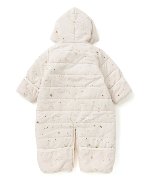 SLAP SLIP BABY（スラップスリップベビー）の「【お揃い】総柄胸刺しゅう裏フリースタフタバギーオールベビー(50~80cm)（その他ベビーウェア・キッズ・オフホワイト/ブルー・FREE）」の6枚目の写真