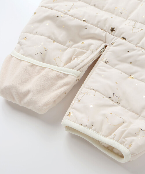 SLAP SLIP BABY（スラップスリップベビー）の「【お揃い】総柄胸刺しゅう裏フリースタフタバギーオールベビー(50~80cm)（その他ベビーウェア・キッズ・オフホワイト/ブルー・FREE）」の13枚目の写真