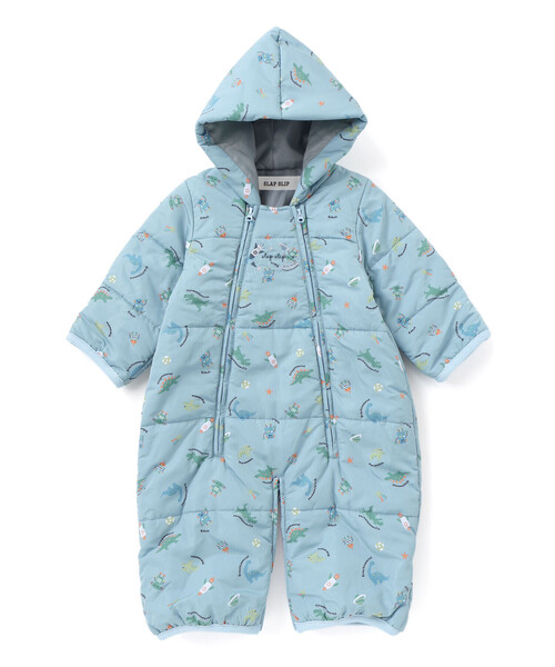 SLAP SLIP BABY（スラップスリップベビー）の「【お揃い】総柄胸刺しゅう裏フリースタフタバギーオールベビー(50~80cm)（その他ベビーウェア・キッズ・オフホワイト/ブルー・FREE）」の18枚目の写真