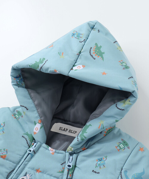 SLAP SLIP BABY（スラップスリップベビー）の「【お揃い】総柄胸刺しゅう裏フリースタフタバギーオールベビー(50~80cm)（その他ベビーウェア・キッズ・オフホワイト/ブルー・FREE）」の20枚目の写真