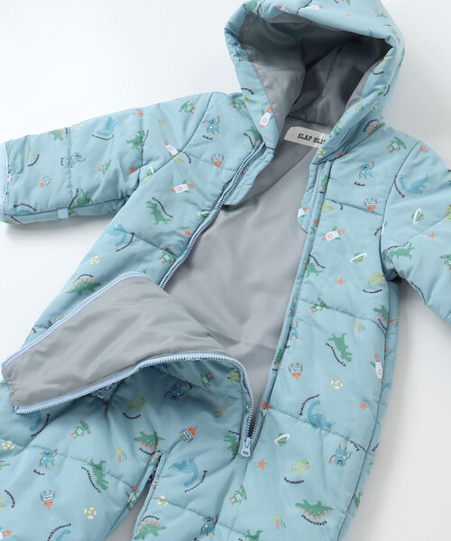 SLAP SLIP BABY（スラップスリップベビー）の「【お揃い】総柄胸刺しゅう裏フリースタフタバギーオールベビー(50~80cm)（その他ベビーウェア・キッズ・オフホワイト/ブルー・FREE）」の21枚目の写真