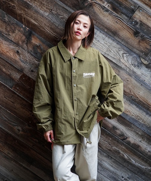 NYLON COACH JACKET/THRASHER スラッシャーナイロン コーチジャケット