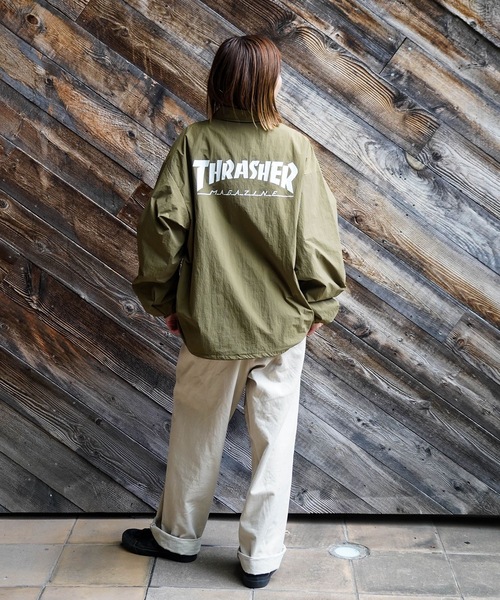 THRASHER(スラッシャー)の「NYLON COACH JACKET/THRASHER スラッシャーナイロン コーチジャケット ブルゾン アウター 撥水 ドローコードロゴ プリント ストリート スケート ユニセックス オーバーサイズ(その他アウター・メンズ・ブラック/カーキ・LARGE/X-LARGE/MEDIUM)」の18枚目の写真