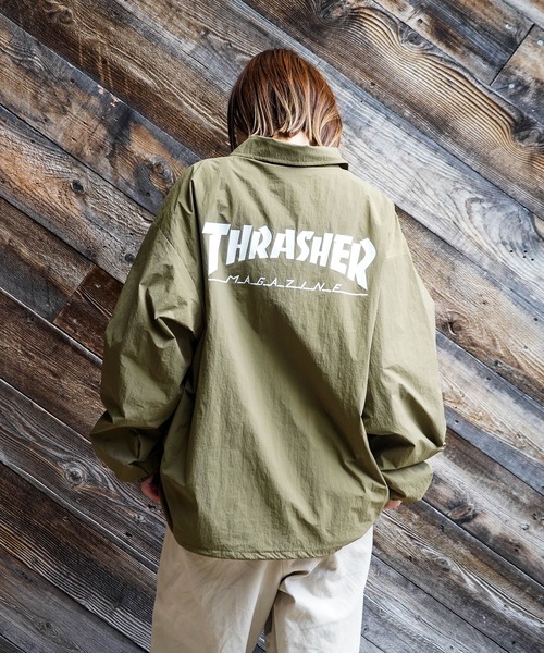 THRASHER(スラッシャー)の「NYLON COACH JACKET/THRASHER スラッシャーナイロン コーチジャケット ブルゾン アウター 撥水 ドローコードロゴ プリント ストリート スケート ユニセックス オーバーサイズ(その他アウター・メンズ・ブラック/カーキ・LARGE/X-LARGE/MEDIUM)」の21枚目の写真