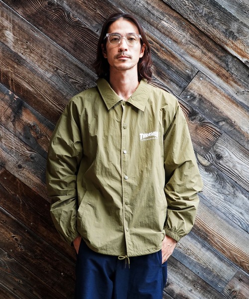 THRASHER(スラッシャー)の「NYLON COACH JACKET/THRASHER スラッシャーナイロン コーチジャケット ブルゾン アウター 撥水 ドローコードロゴ プリント ストリート スケート ユニセックス オーバーサイズ(その他アウター・メンズ・ブラック/カーキ・LARGE/X-LARGE/MEDIUM)」の14枚目の写真