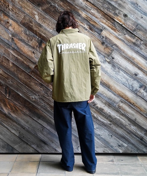 THRASHER(スラッシャー)の「NYLON COACH JACKET/THRASHER スラッシャーナイロン コーチジャケット ブルゾン アウター 撥水 ドローコードロゴ プリント ストリート スケート ユニセックス オーバーサイズ(その他アウター・メンズ・ブラック/カーキ・LARGE/X-LARGE/MEDIUM)」の13枚目の写真