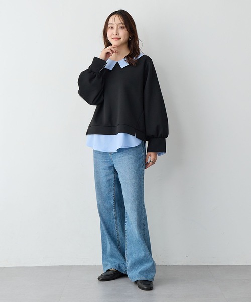 anyfee(エニフィー)の「【anyfee/大きいサイズ】シャツレイヤード風スウェットトップス(シャツ/ブラウス・レディース・杢グレー/ブラック・LL/3L/4L/5L)」の19枚目の写真