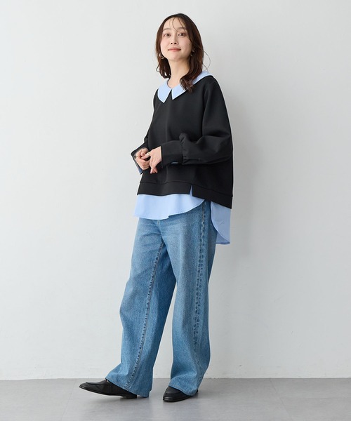anyfee(エニフィー)の「【anyfee/大きいサイズ】シャツレイヤード風スウェットトップス(シャツ/ブラウス・レディース・杢グレー/ブラック・LL/3L/4L/5L)」の21枚目の写真