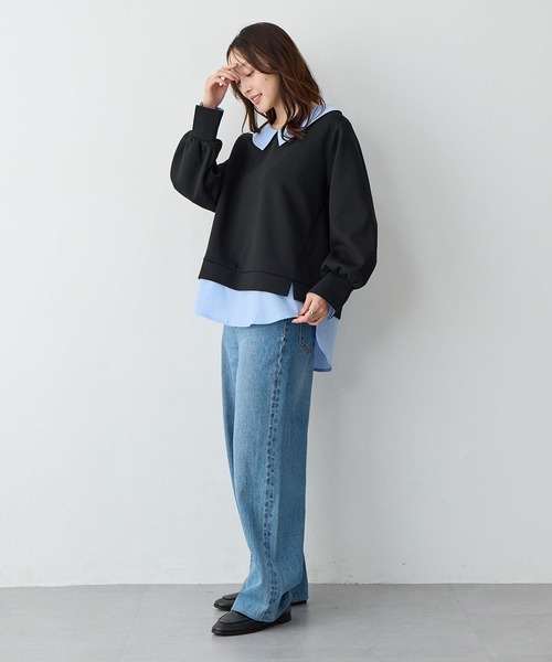 anyfee(エニフィー)の「【anyfee/大きいサイズ】シャツレイヤード風スウェットトップス(シャツ/ブラウス・レディース・杢グレー/ブラック・LL/3L/4L/5L)」の22枚目の写真